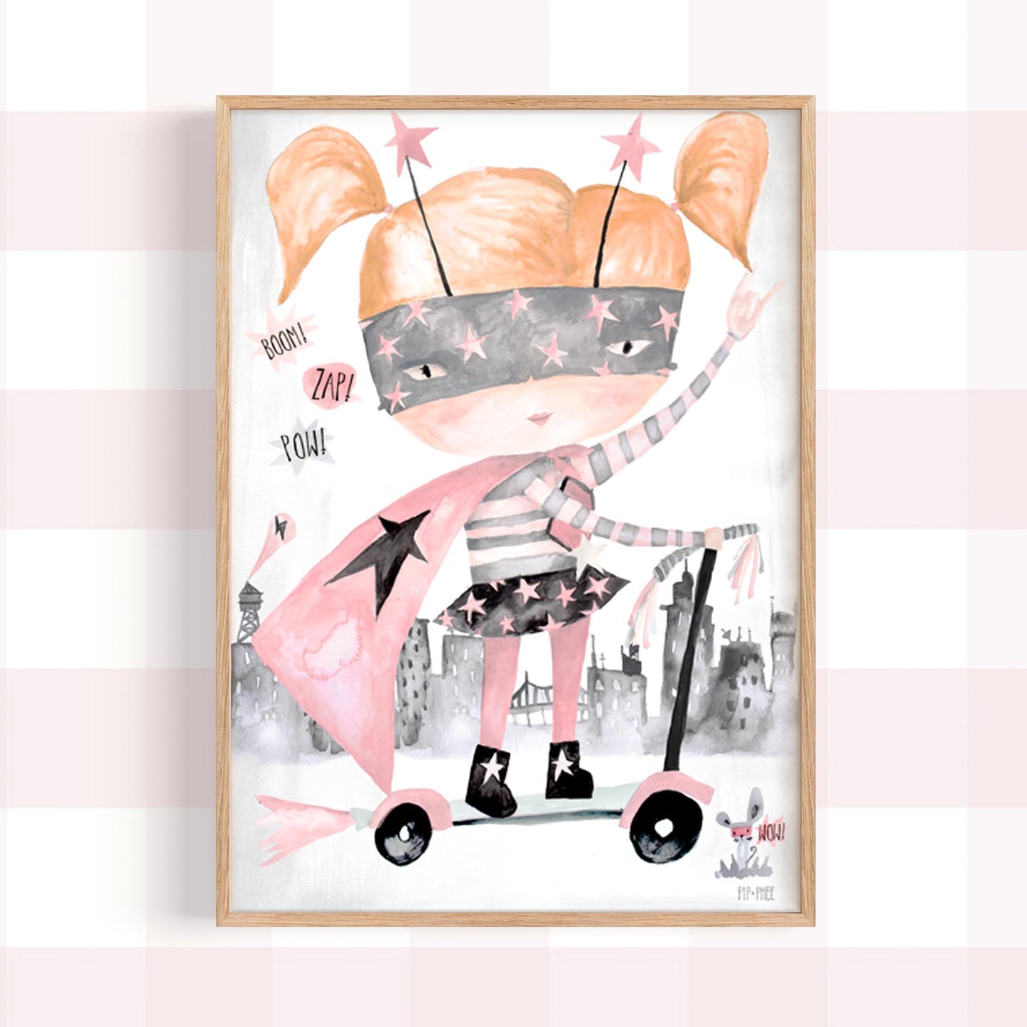 Pip+Phee Supergirl hero Art Print
