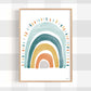 Pip+Phee Watercolour Rainbow Art Print - Teal & Rust