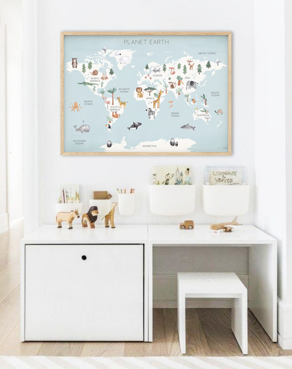 Pip+Phee Planet Earth Art Print - Aqua