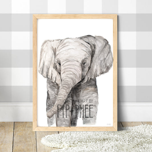 Pip+Phee Watercolour Jungle Elephant Art Print