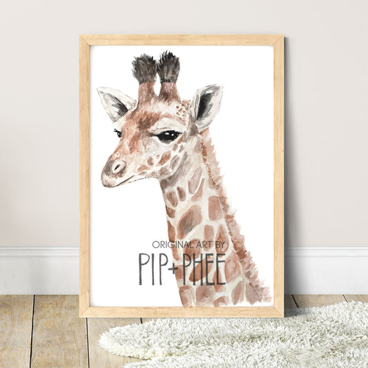 Pip+Phee Watercolour Jungle Giraffe Art Print