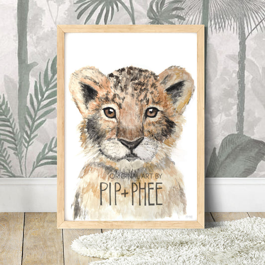 Pip+Phee Watercolour Jungle Lion Art Print