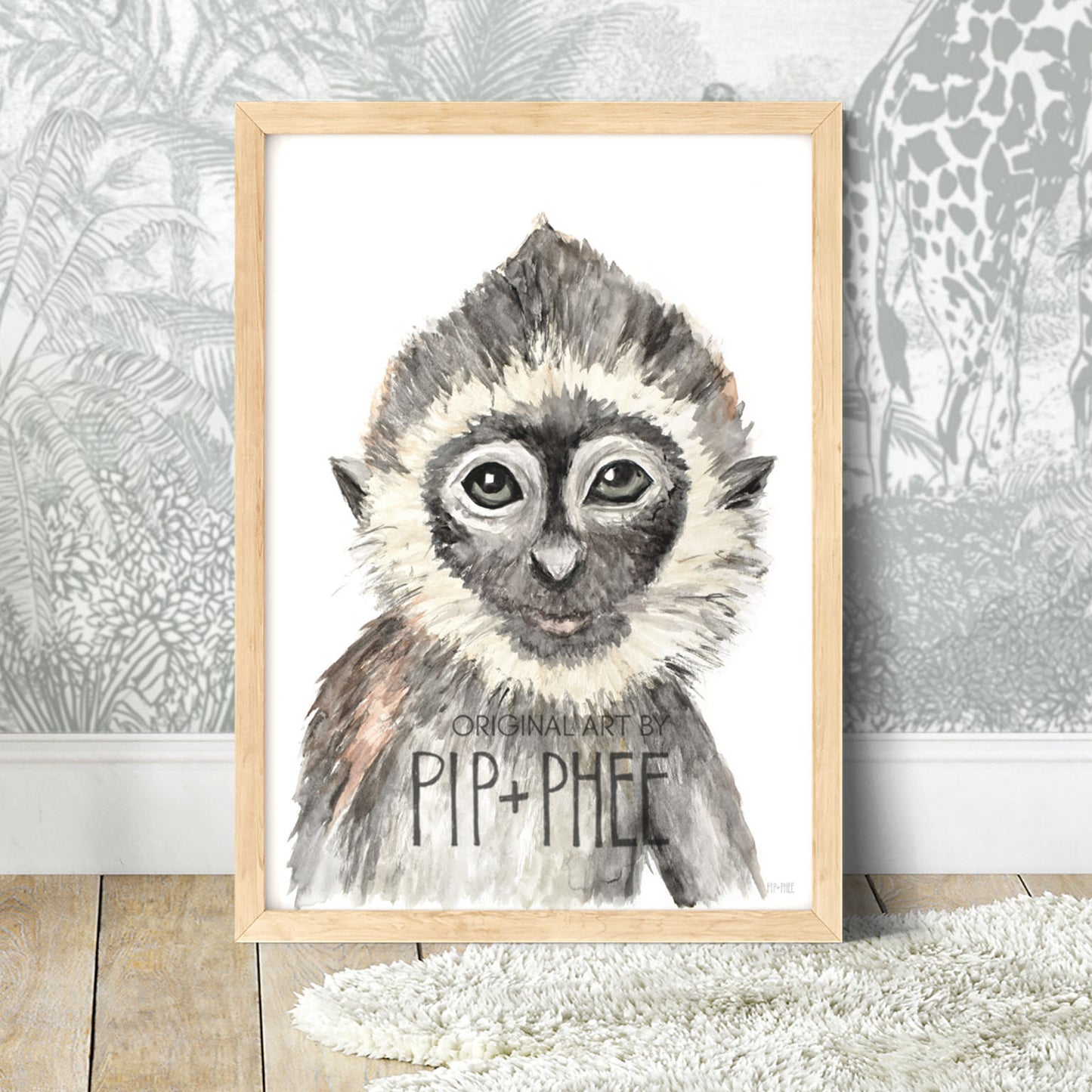 Pip+Phee Watercolour Jungle Monkey Art Print