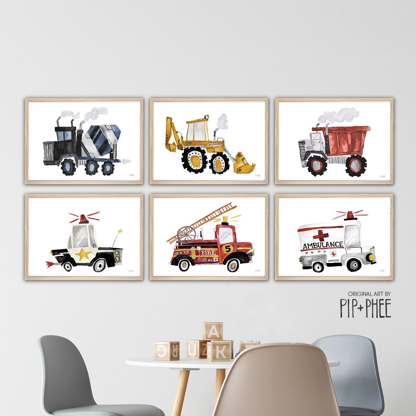 Pip+Phee Fire Truck Art Print - Landscape