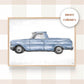 Pip+Phee Hotrod Ute Car Art Print - more colours