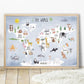 Pip+Phee World Map Art Print - Dusty Blue