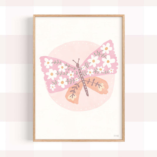 Pip+Phee Daisy Butterfly Circle Art Print - Dusty Peach