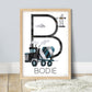 Pip+Phee Personalised Construction Truck Art Print - Different trucks to choose from