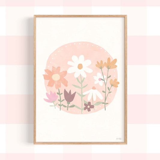 Pip+Phee Daisy Field Circle Art Print - Dusty Peach