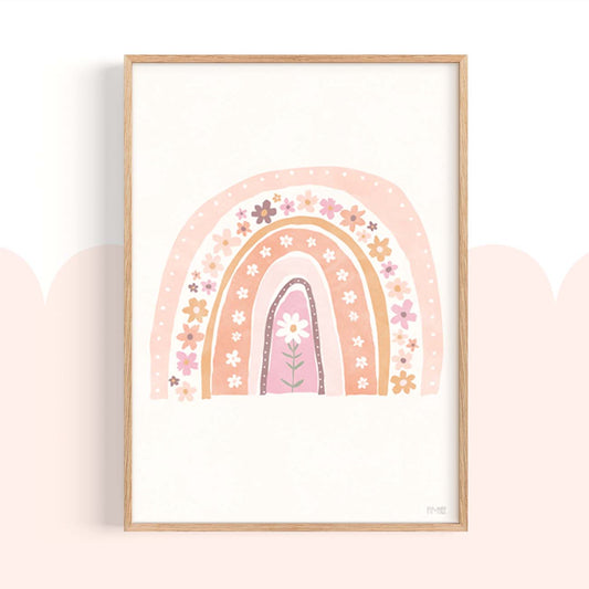 Pip+Phee Daisy Rainbow Circle Art Print - Dusty Peach