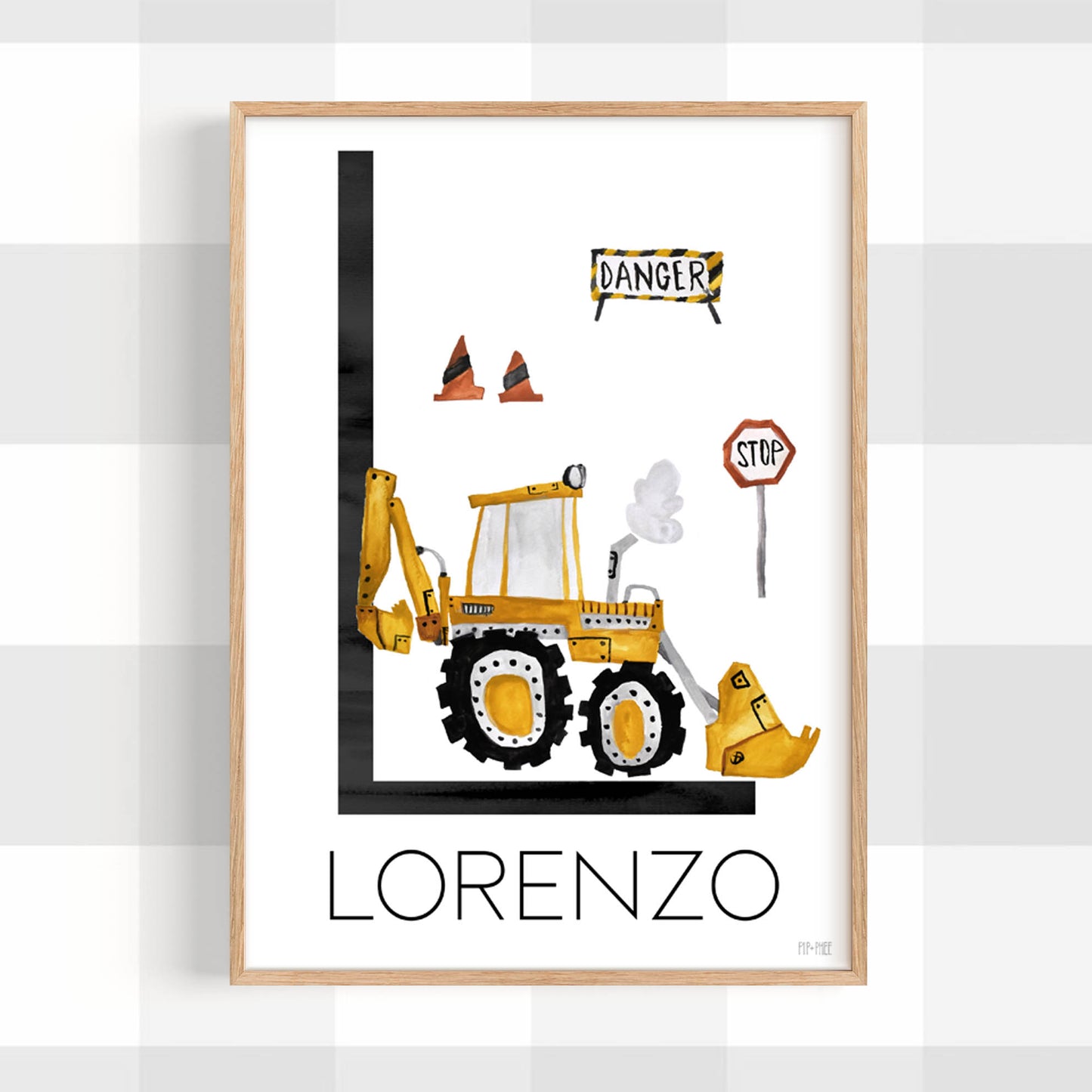 Pip+Phee Personalised Construction Truck Art Print - Different trucks to choose from