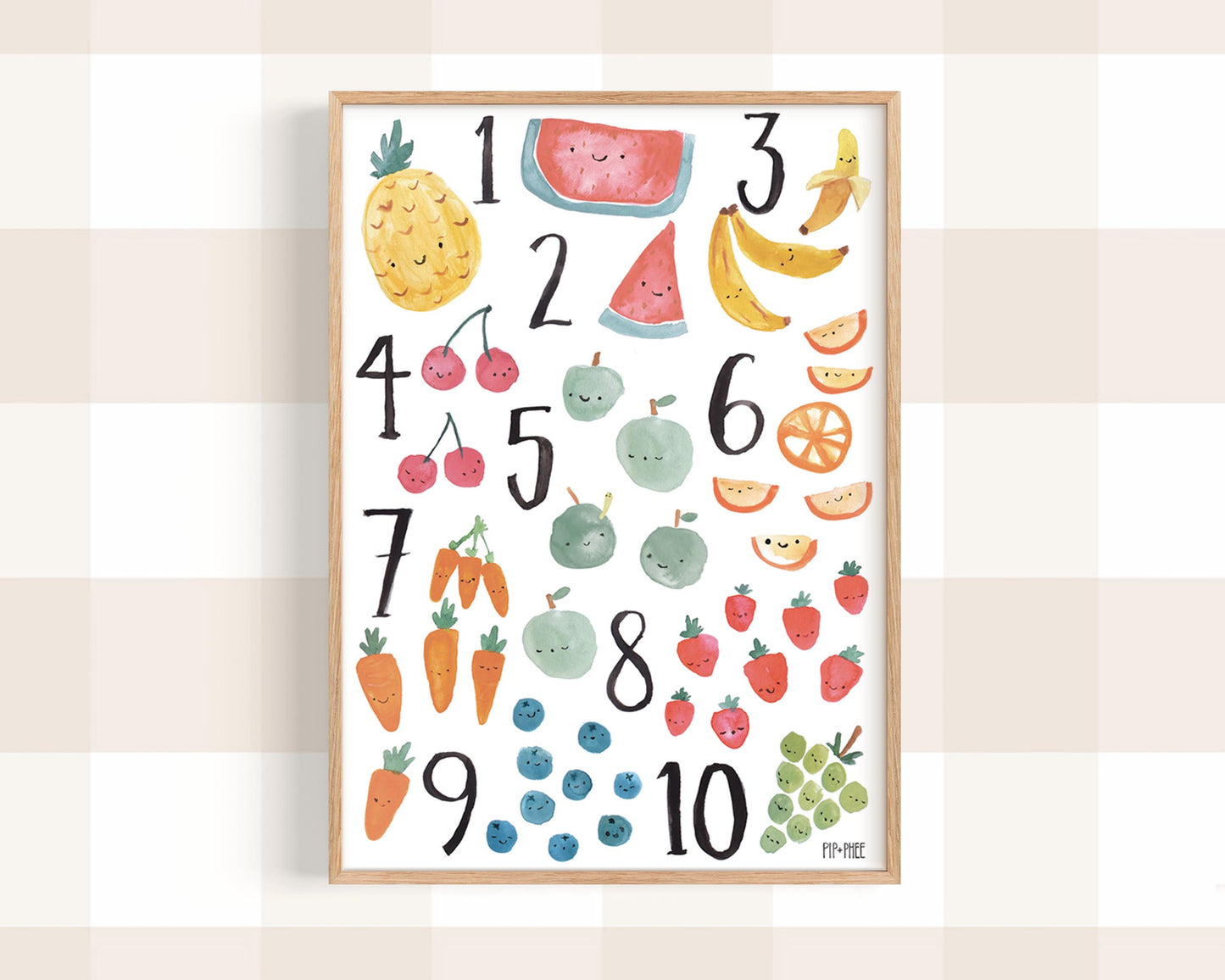Pip+Phee Fruity Numbers Art Print