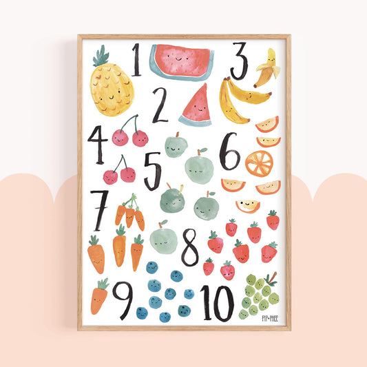 Pip+Phee Fruity Numbers Art Print