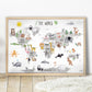 Pip+Phee World Map Art Print - White & Grey