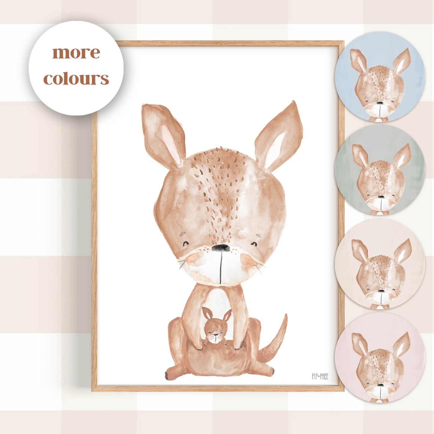 Pip+Phee Australian Animals Kangaroo Art Print