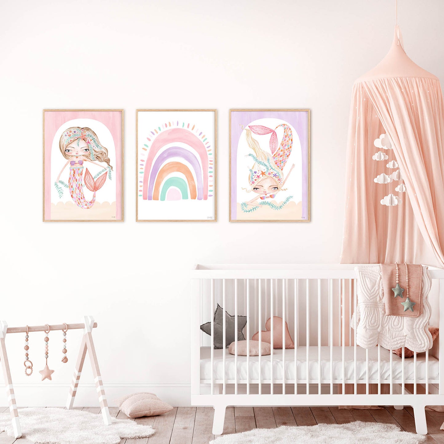 Pip+Phee Coral Mermaid Princess Art Print - Arch Background