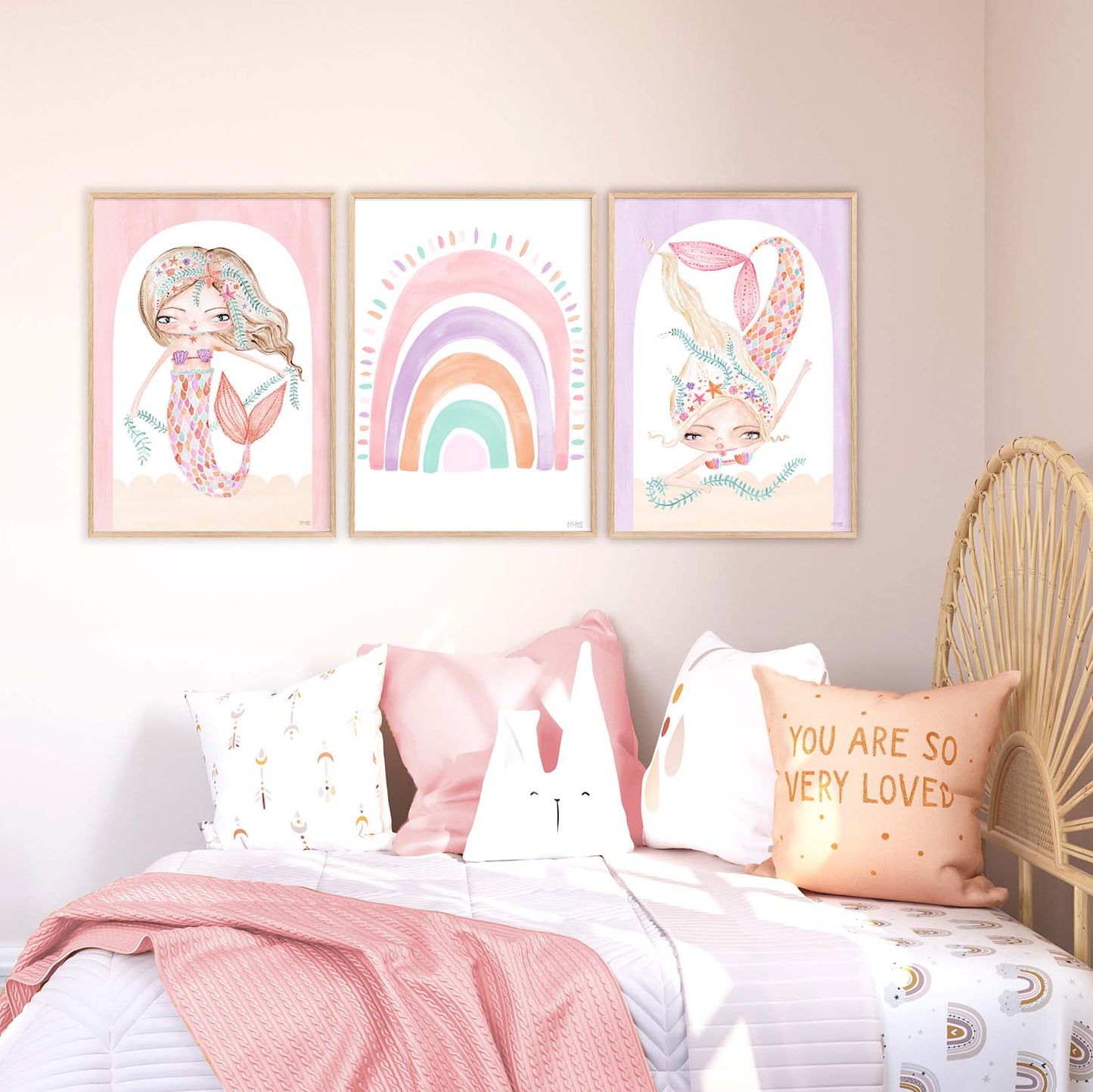 Pip+Phee Coral Mermaid Princess Art Print - Arch Background