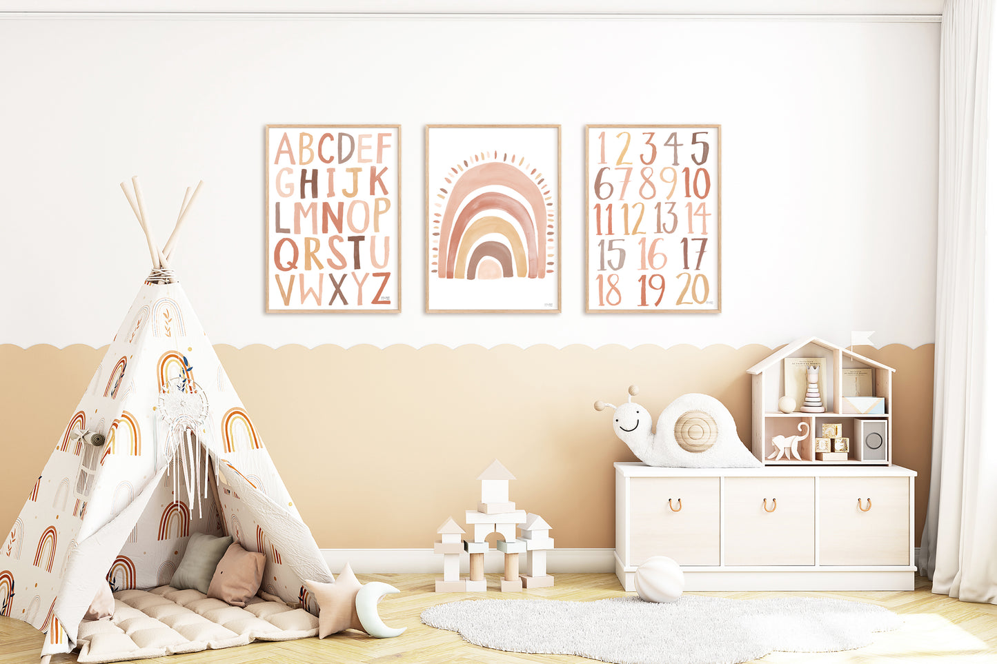 Pip+Phee Watercolour Block Alphabet Art Print - Neutral Sand