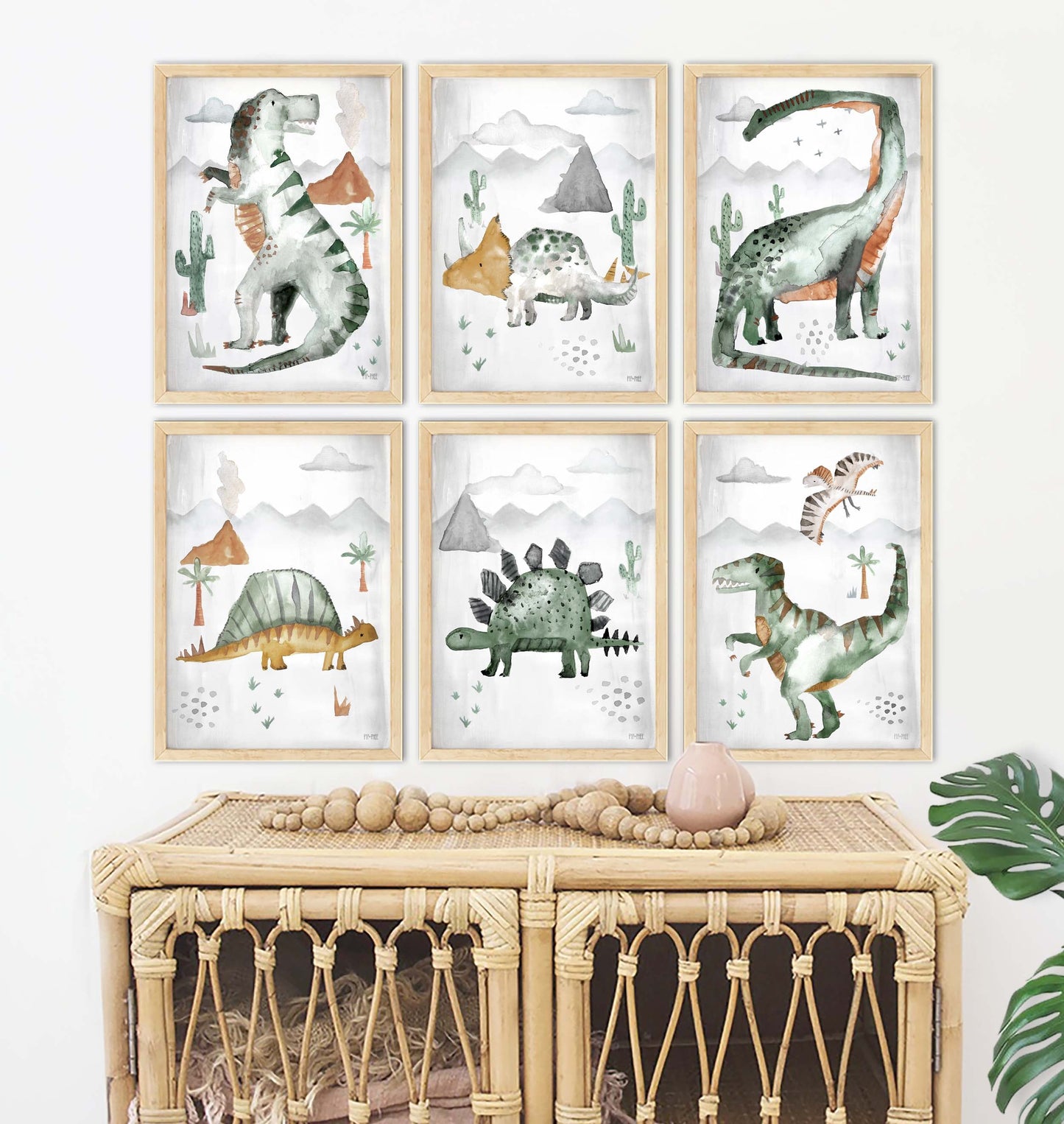 Pip+Phee Dinosaur Dimetradon Watercolour Art Print
