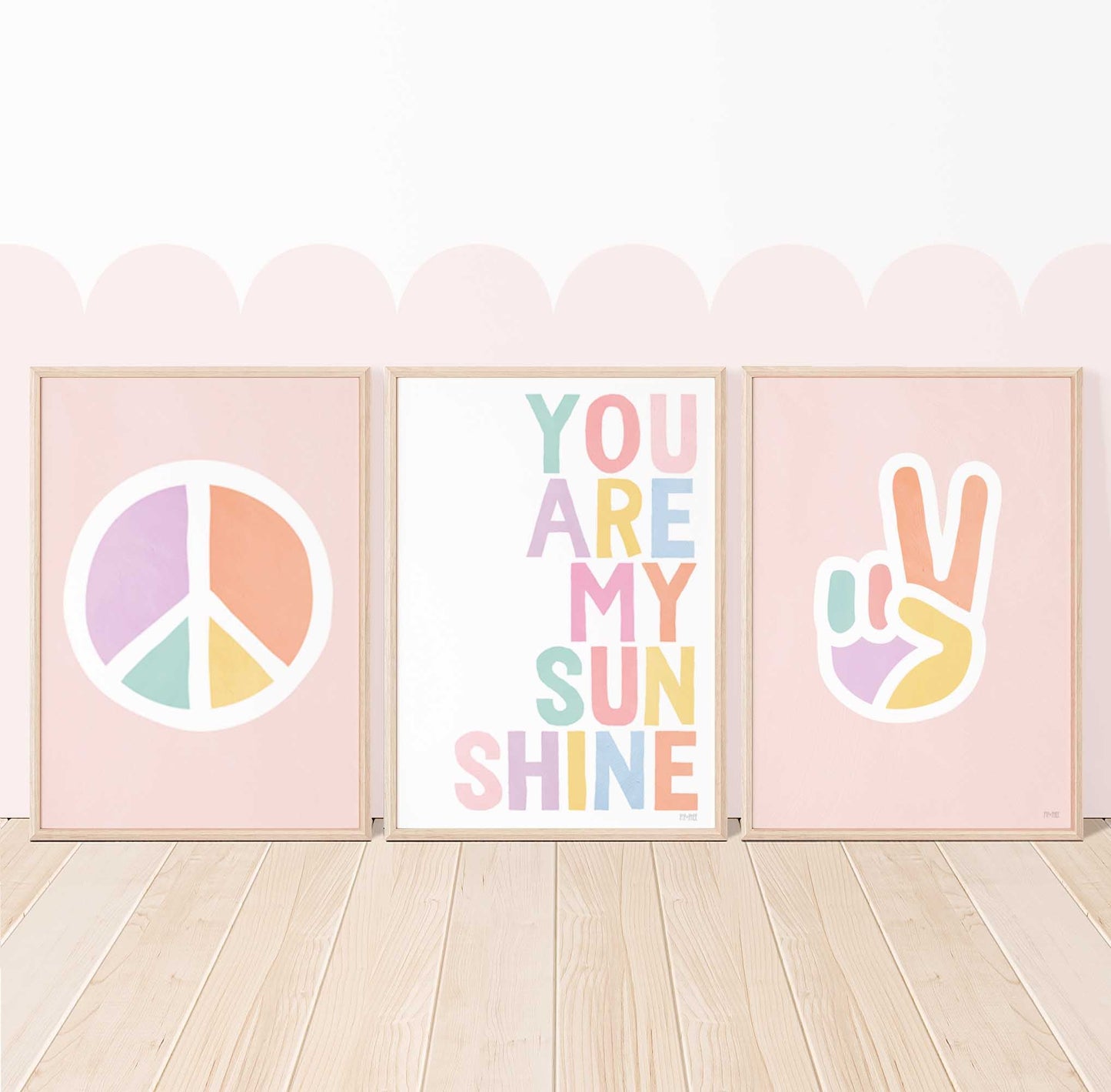 Pip+Phee Rainbow Peace Hand Art Print - Pastels