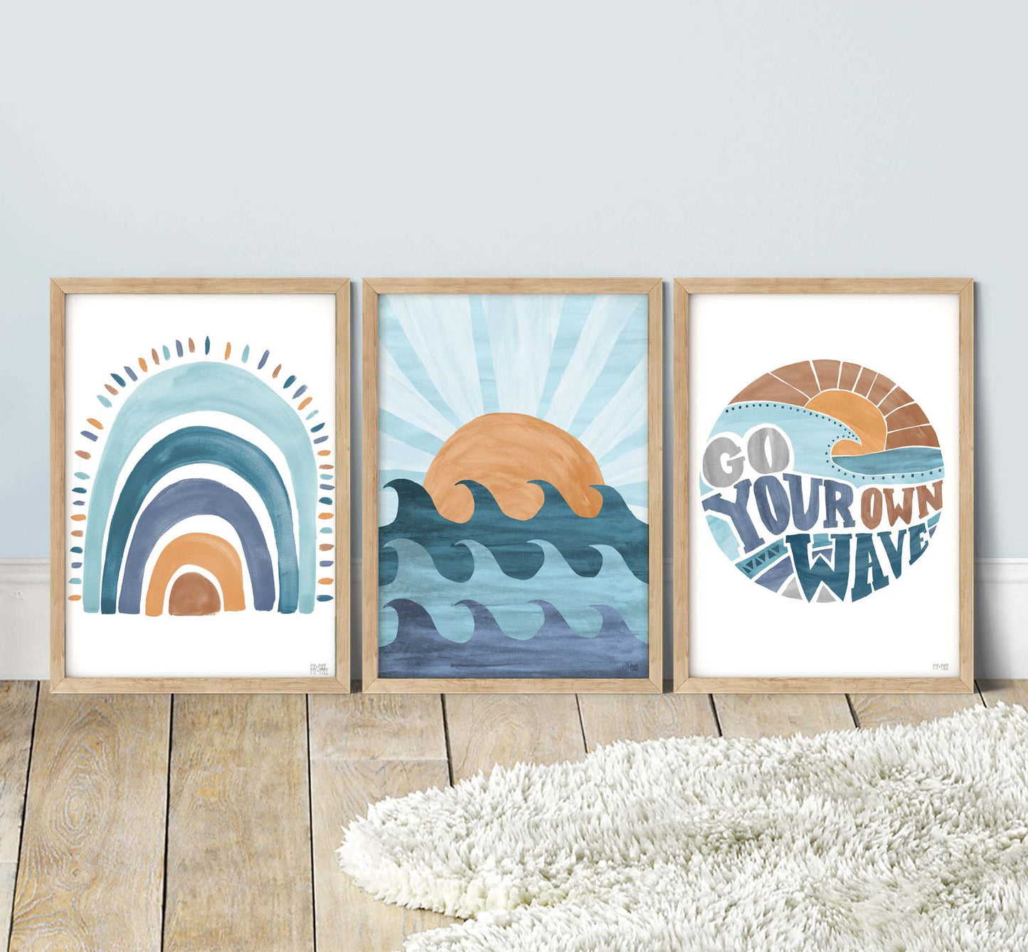 Pip+Phee Watercolour Rainbow Art Print - Surf Blues