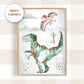 Pip+Phee Dinosaur Raptor Watercolour Art Print