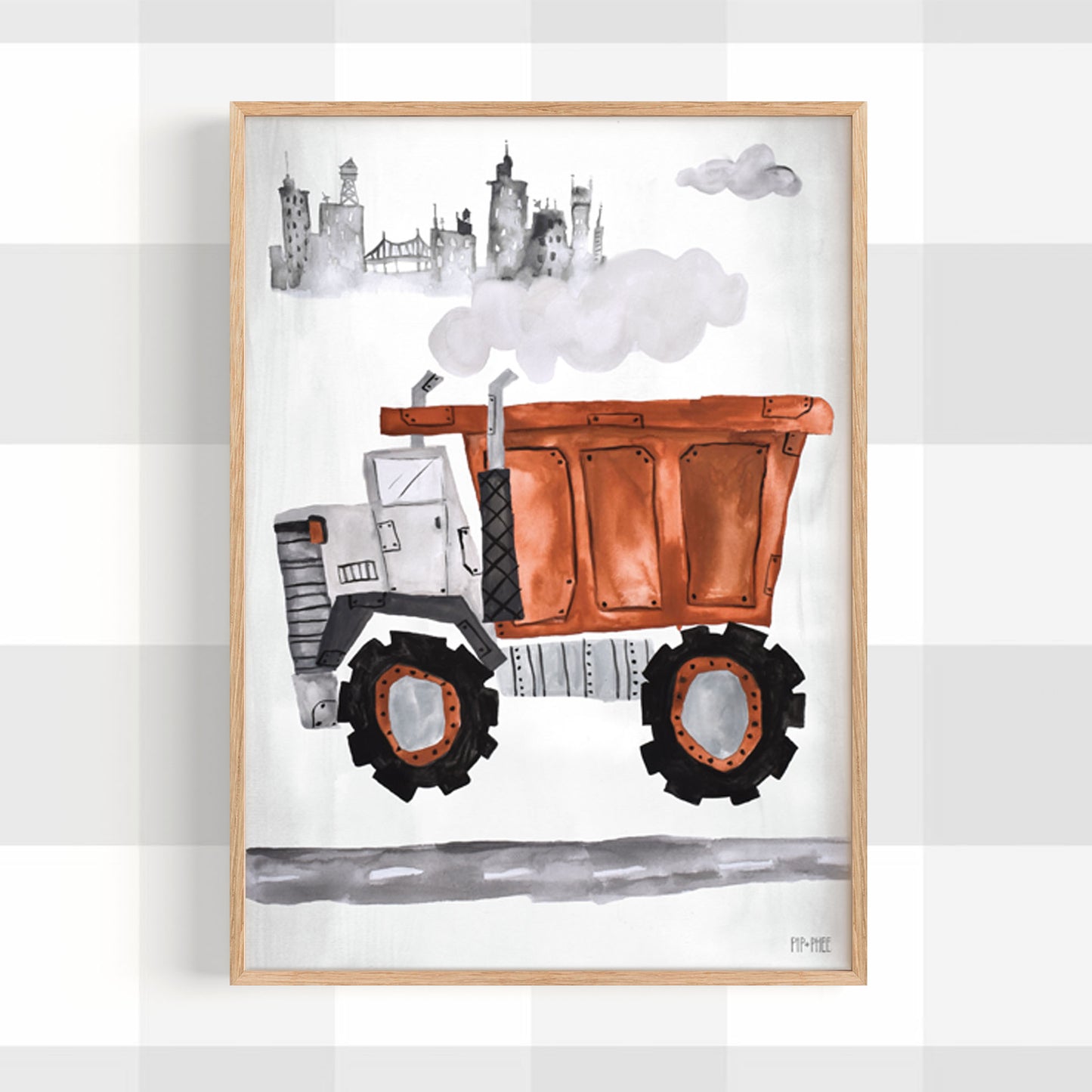 Pip+Phee Rust Construction Truck Art Print