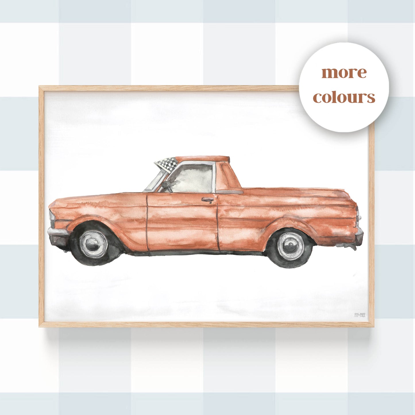Pip+Phee Hotrod Ute Car Art Print - more colours
