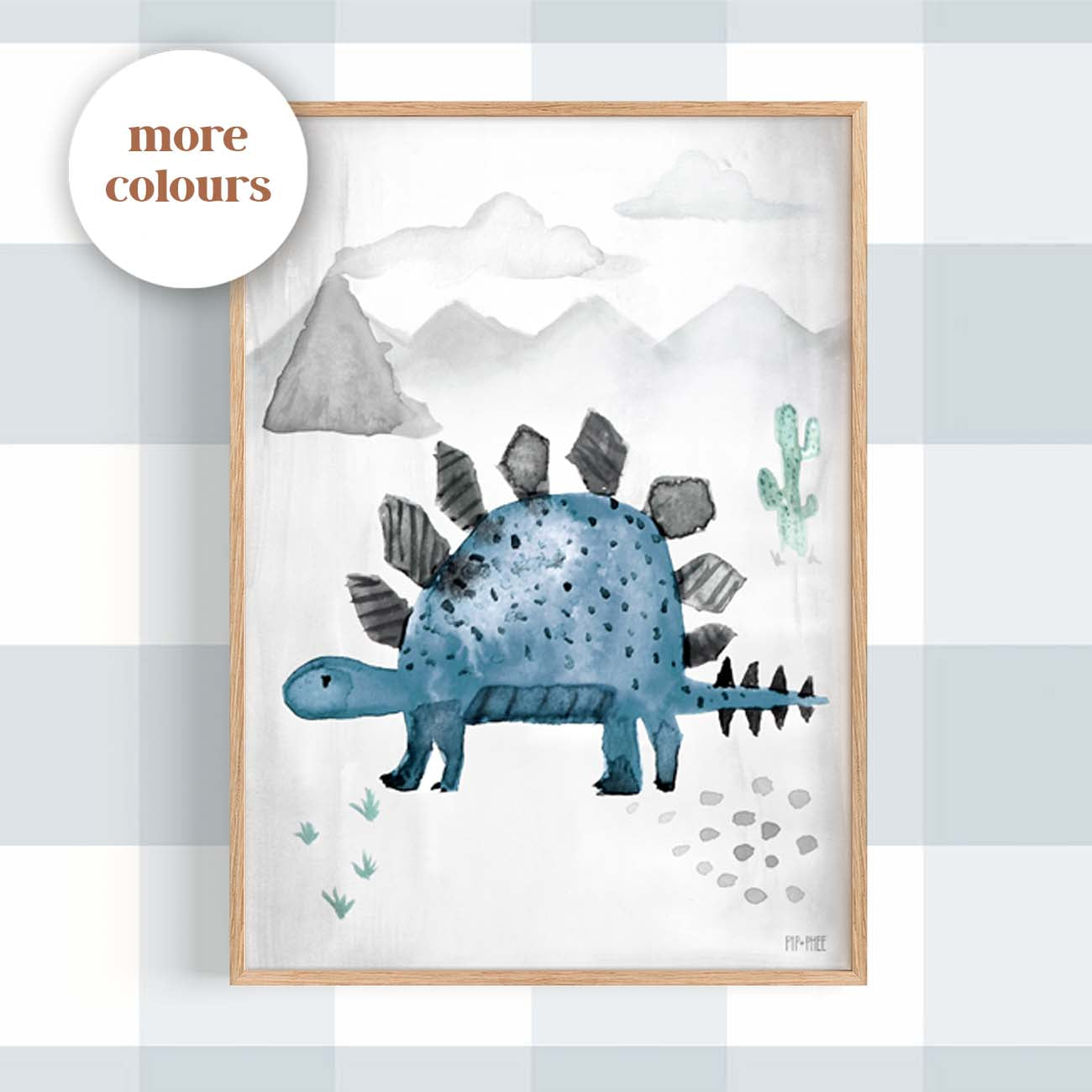 Pip+Phee Dinosaur Stegosaurus Watercolour Art Print