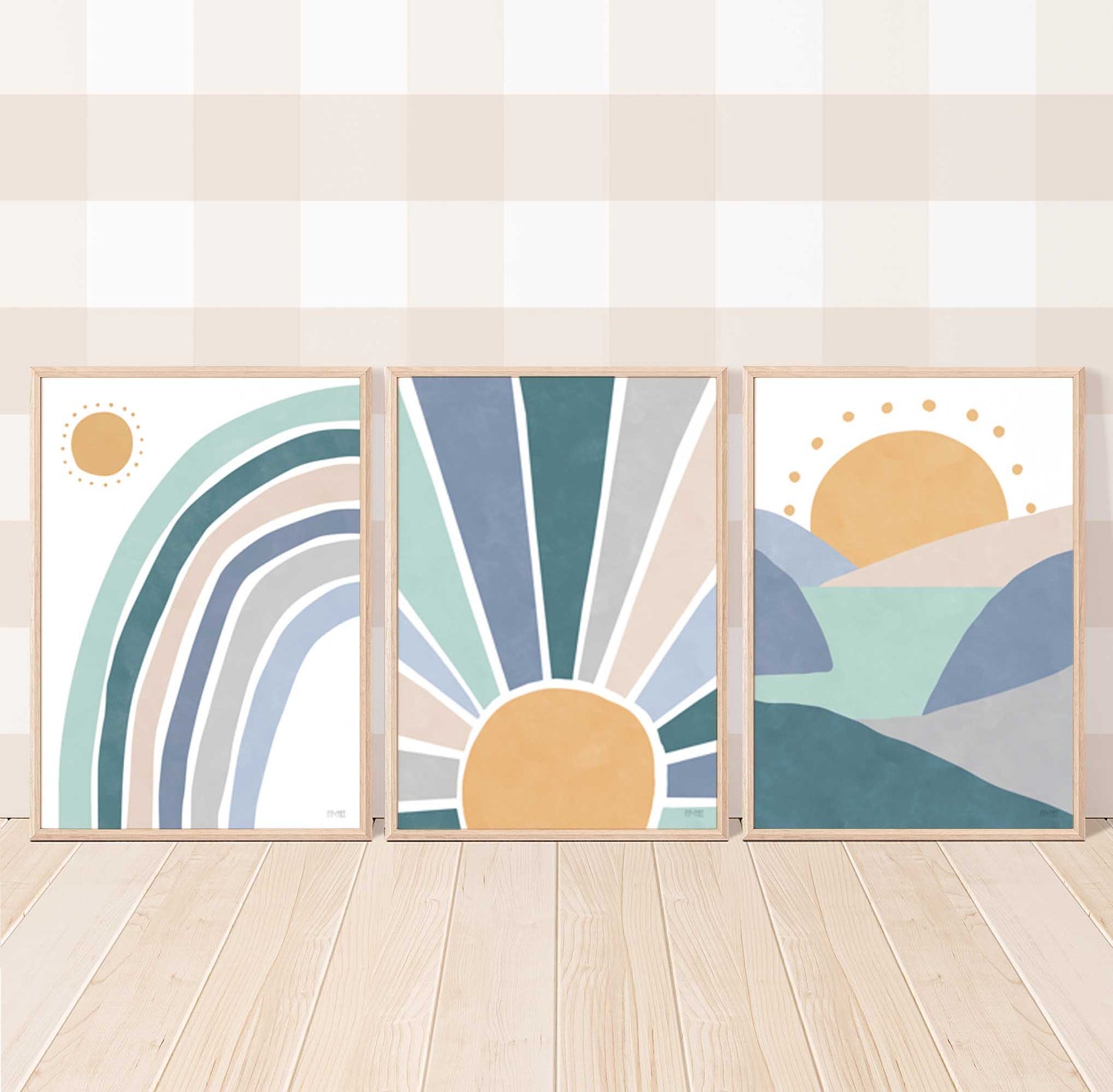 Pip+Phee Sunny Days Mountain Art Print - Dusty Blue