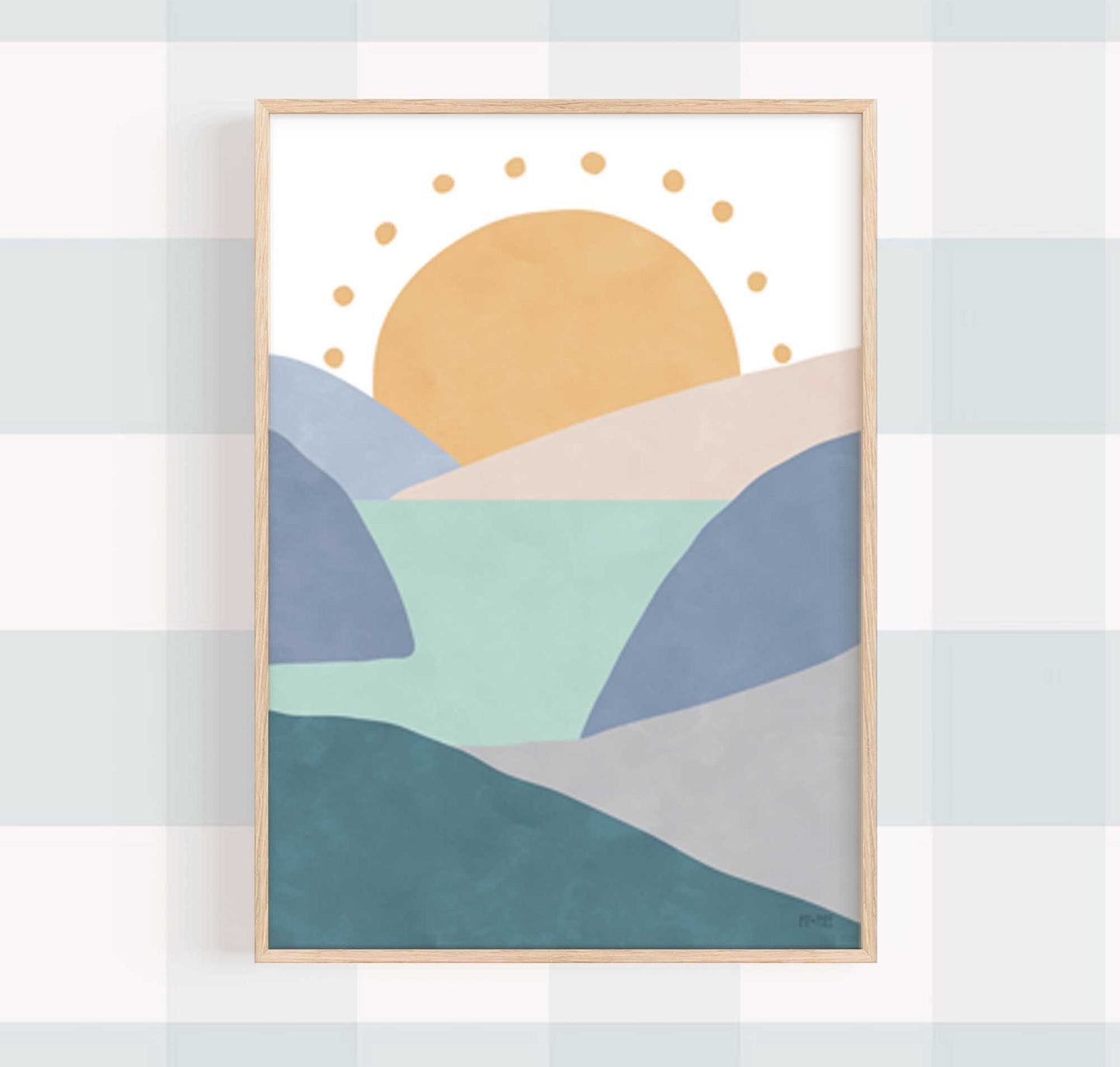 Pip+Phee Sunny Days Mountain Art Print - Dusty Blue