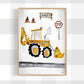 Pip+Phee Yellow Digger Construction Truck Art Print