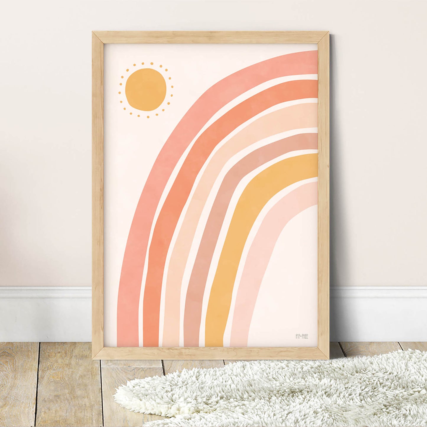 Pip+Phee Sunny Days Rainbow Art Print - Corals
