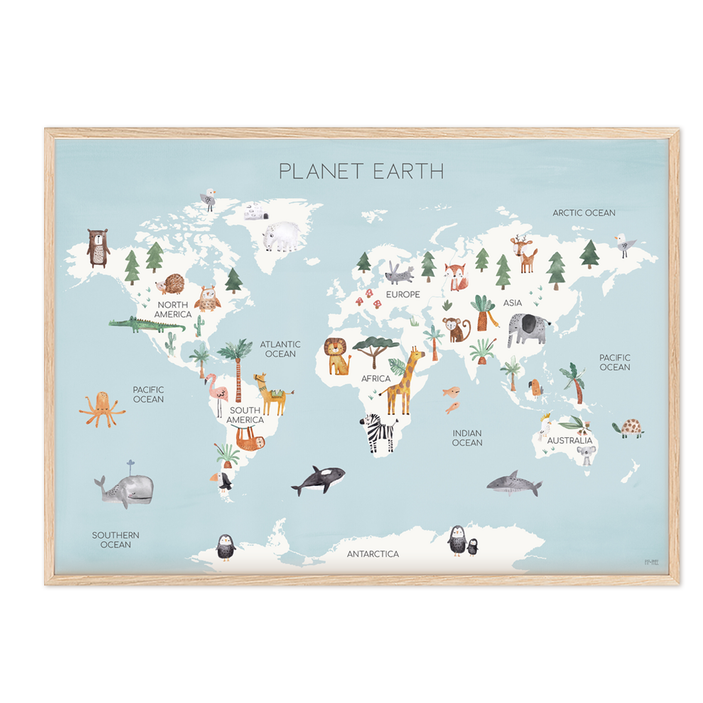 Pip+Phee Planet Earth Art Print - Aqua