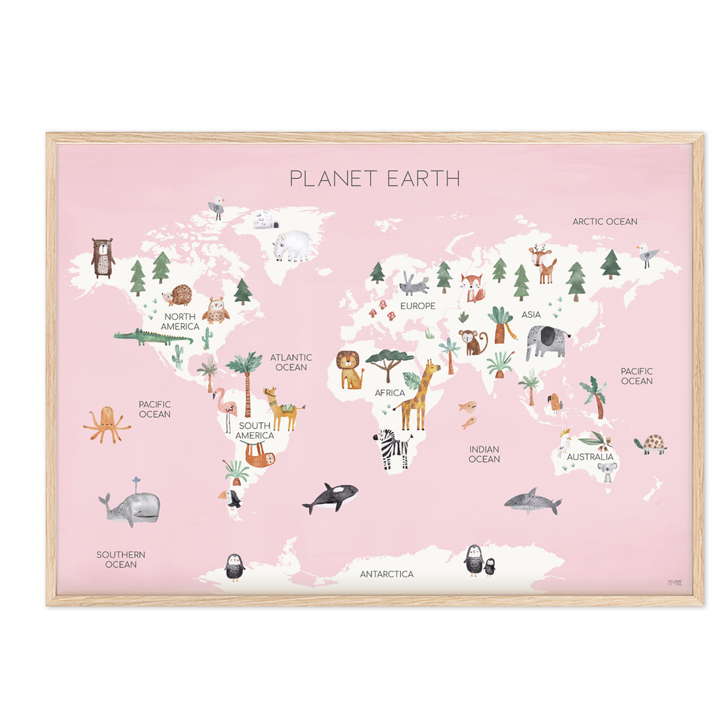 Pip+Phee Planet Earth Art Print - Pink