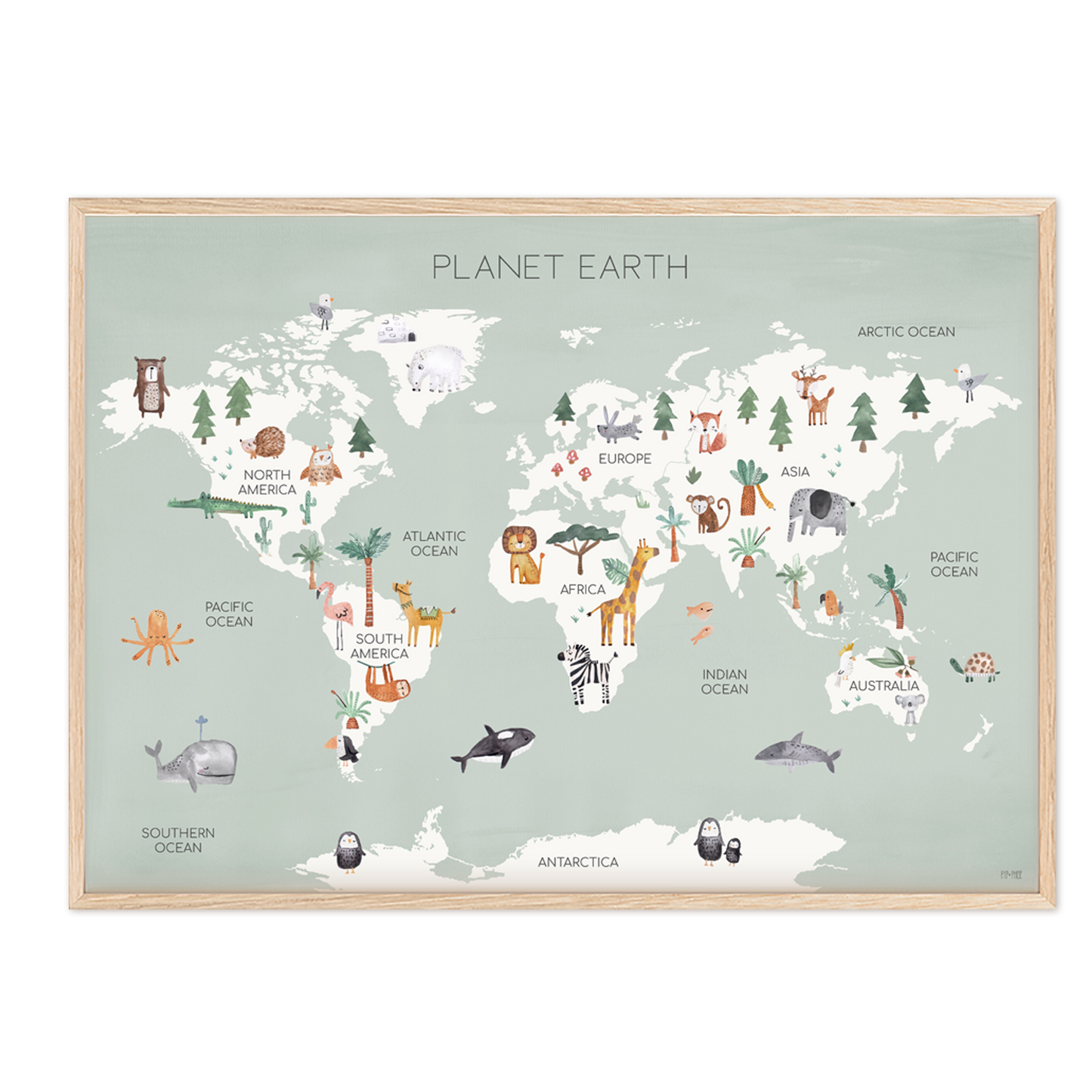 Pip+Phee Planet Earth Art Print - Sage