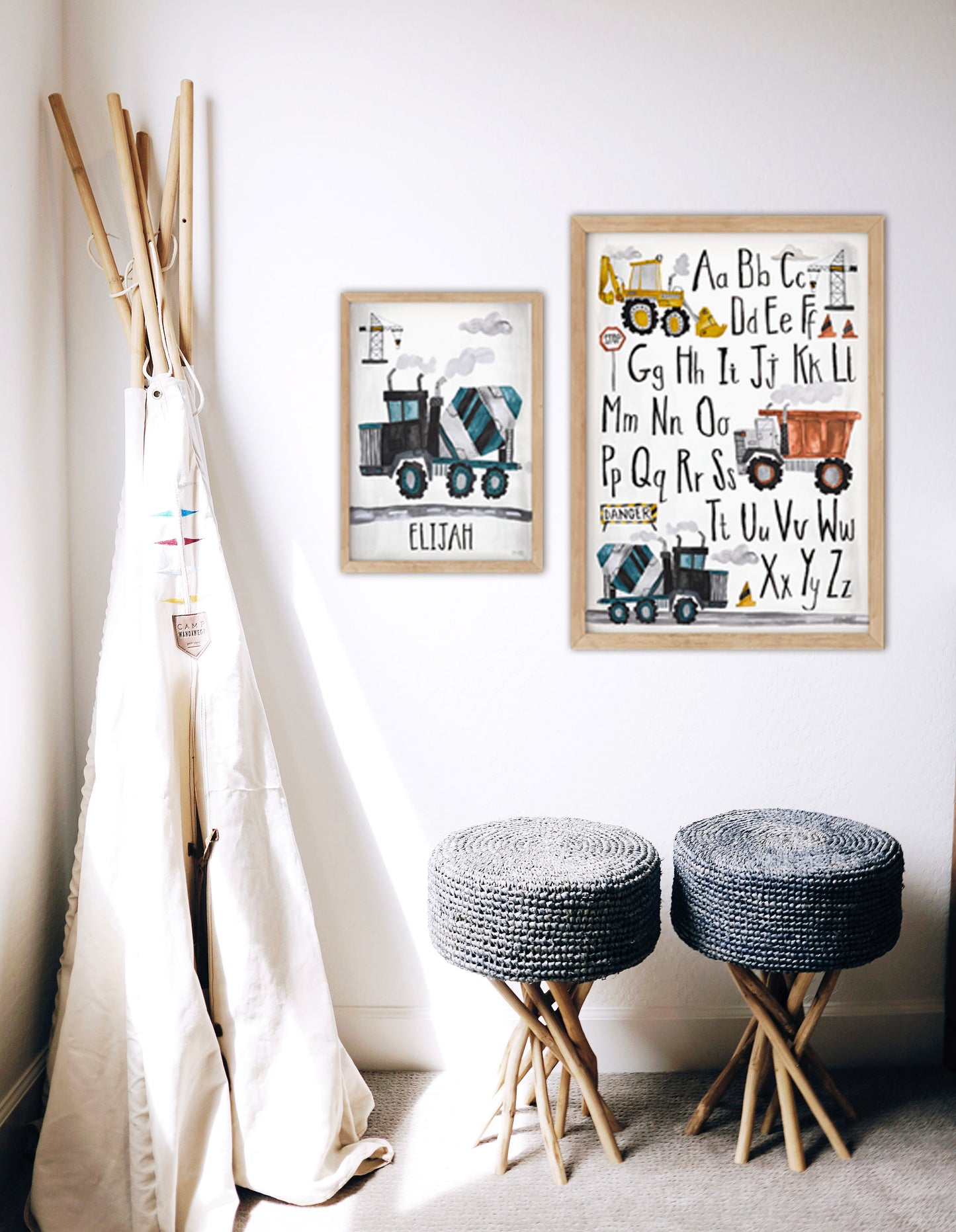 Pip+Phee Teal Construction Truck Art Print