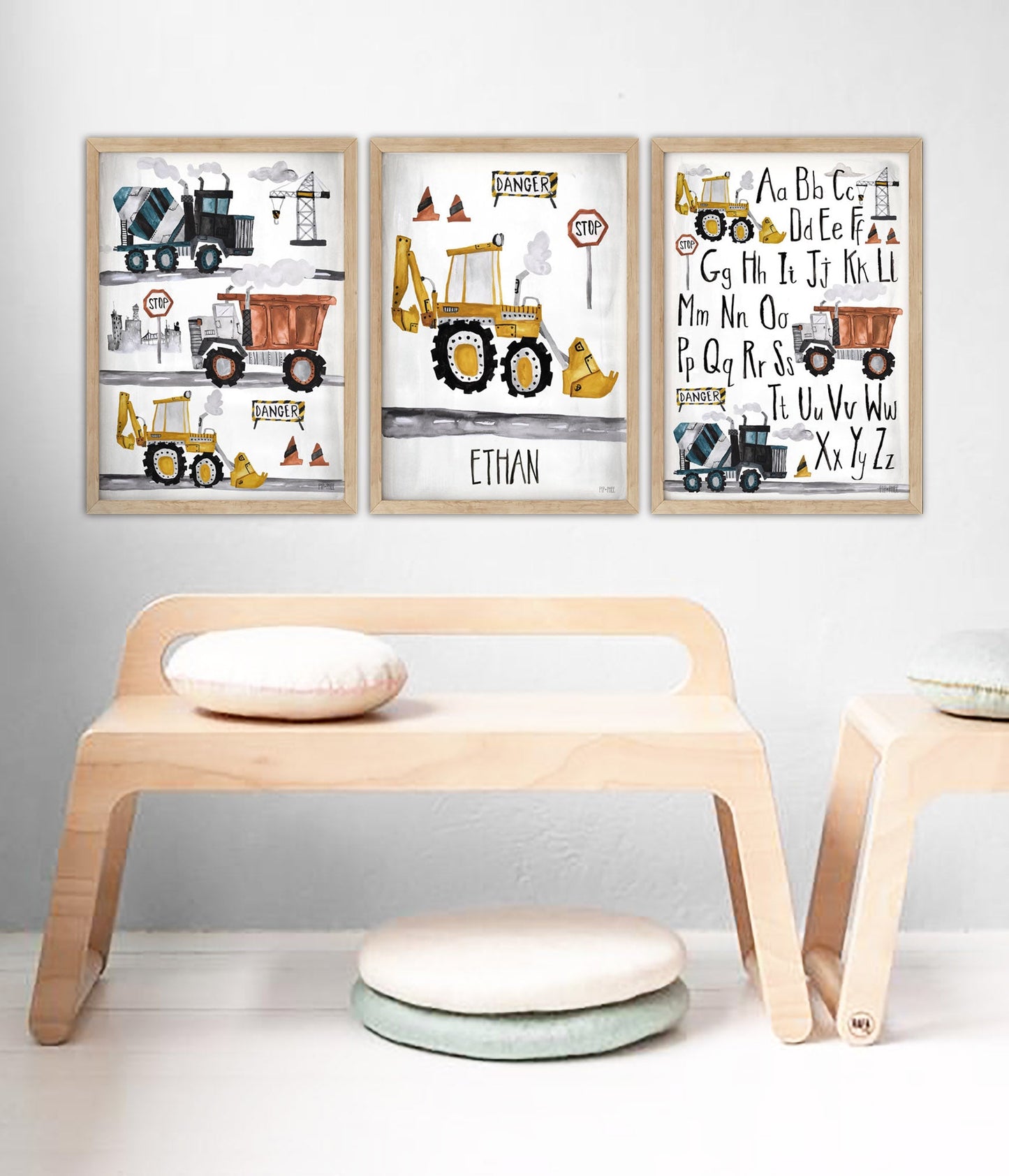 Pip+Phee Construction Truck Alphabet Art Print