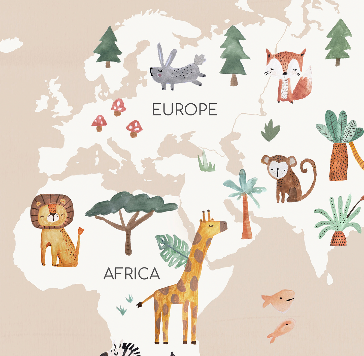 Pip+Phee Planet Earth Art Print - Tan Sand
