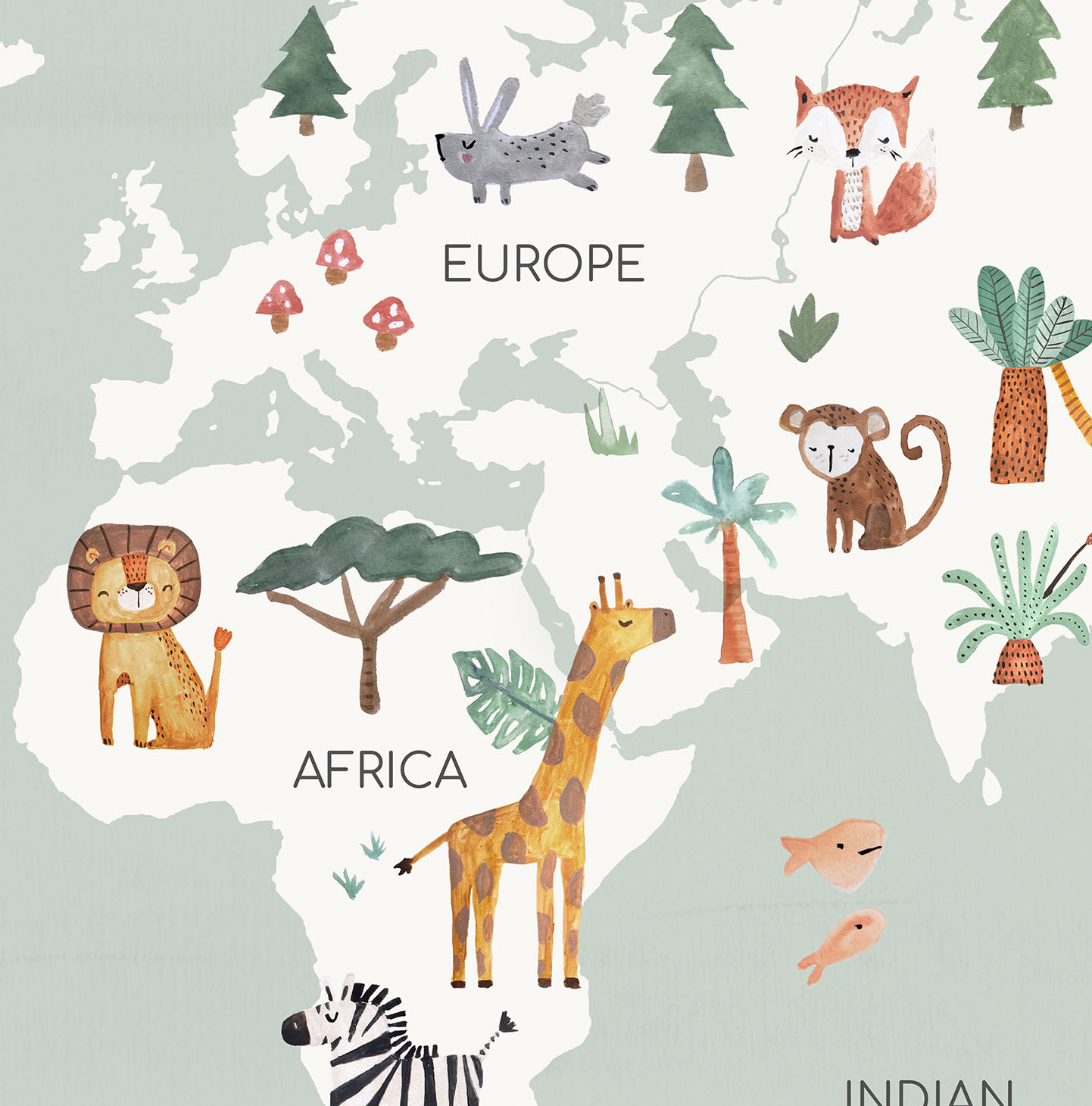 Pip+Phee Planet Earth Art Print - Sage