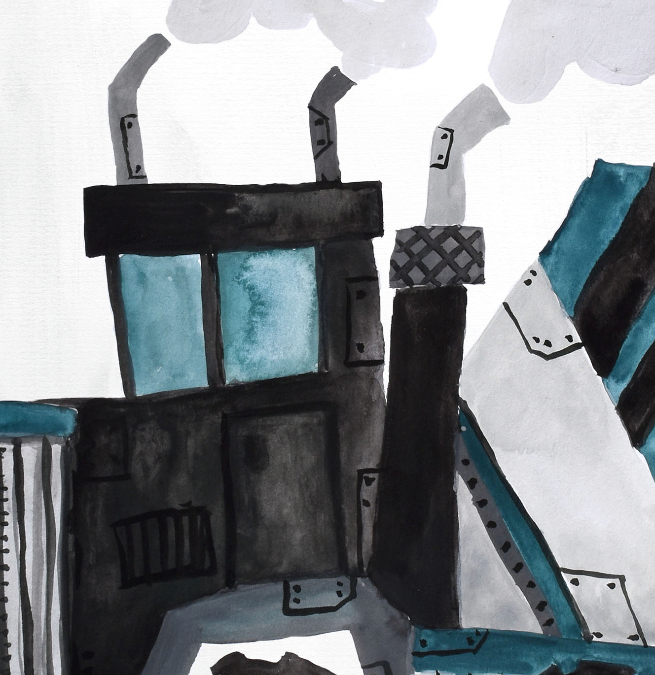 Pip+Phee Teal Construction Truck Art Print