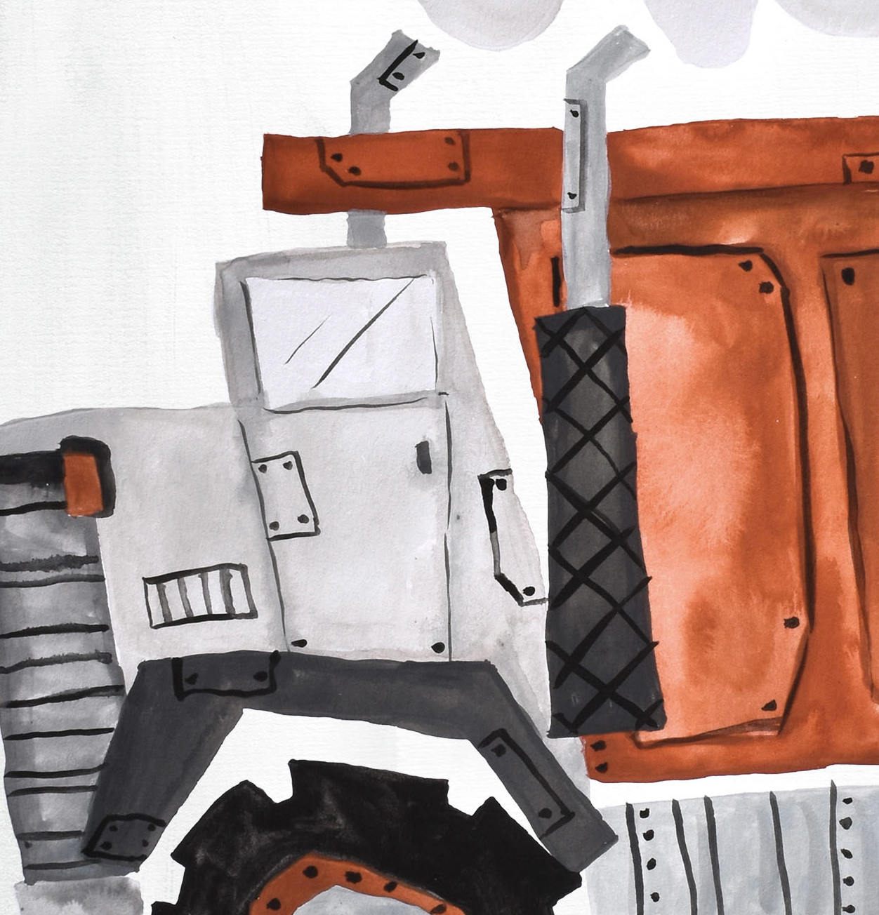 Pip+Phee Rust Construction Truck Art Print