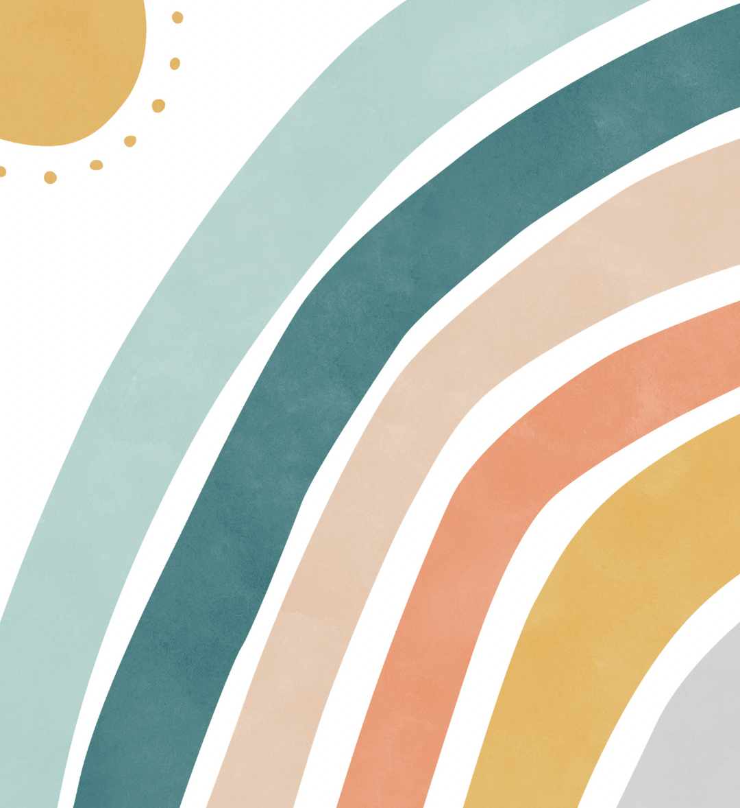 Pip+Phee Sunny Days Rainbow Art Print - Teal & Rust