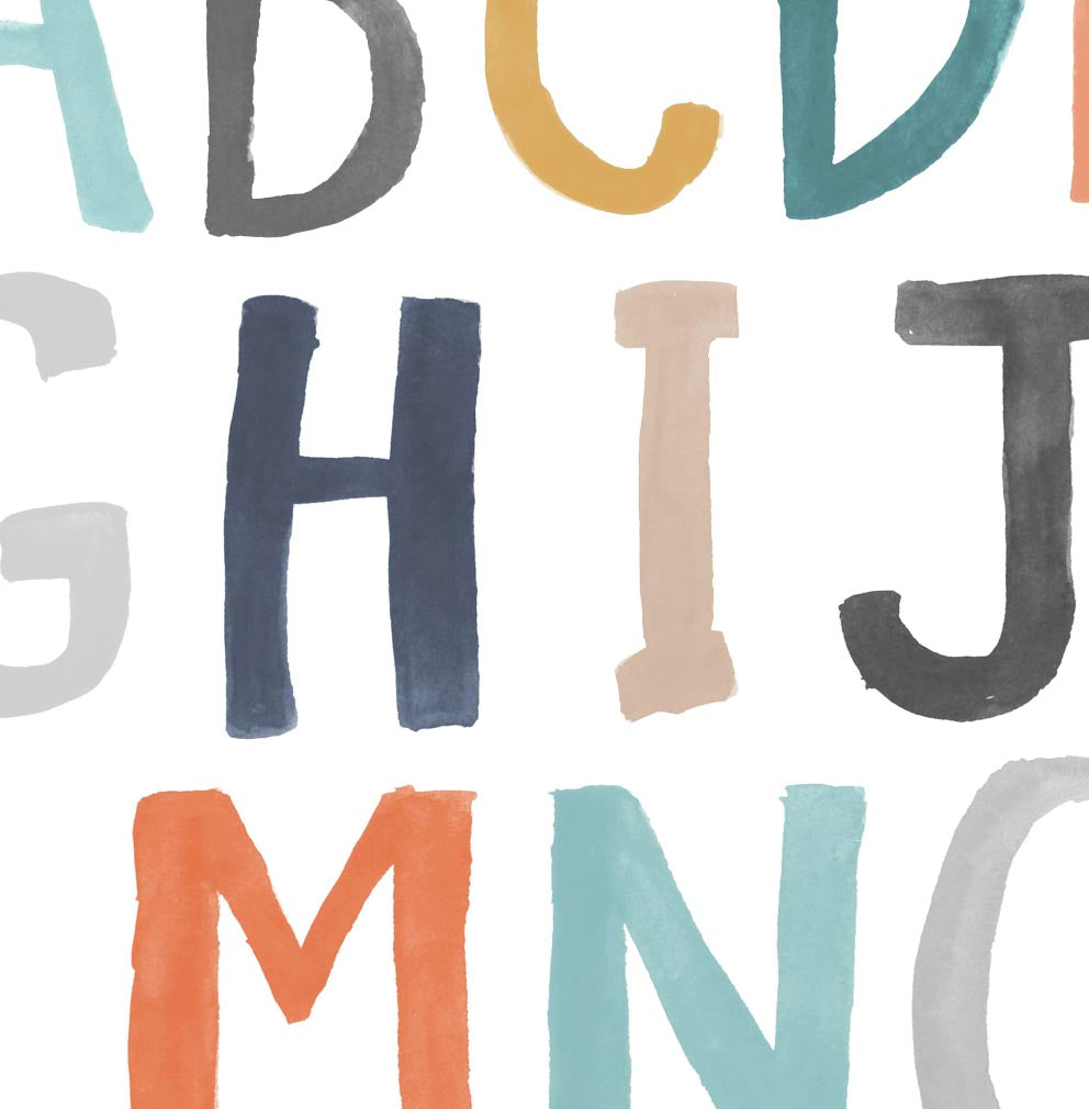Pip+Phee Watercolour Block Alphabet Art Print - Teal & Rust