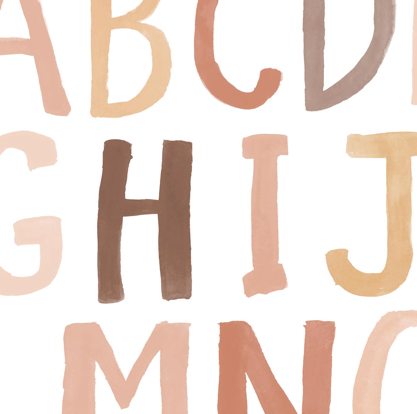 Pip+Phee Watercolour Block Alphabet Art Print - Neutral Sand
