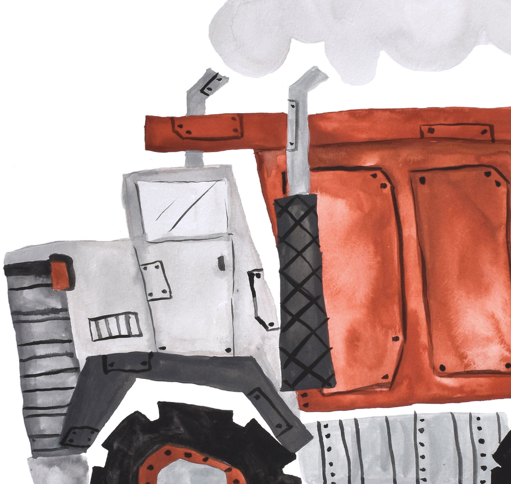 Pip+Phee Rust Construction Truck Art Print - Landscape