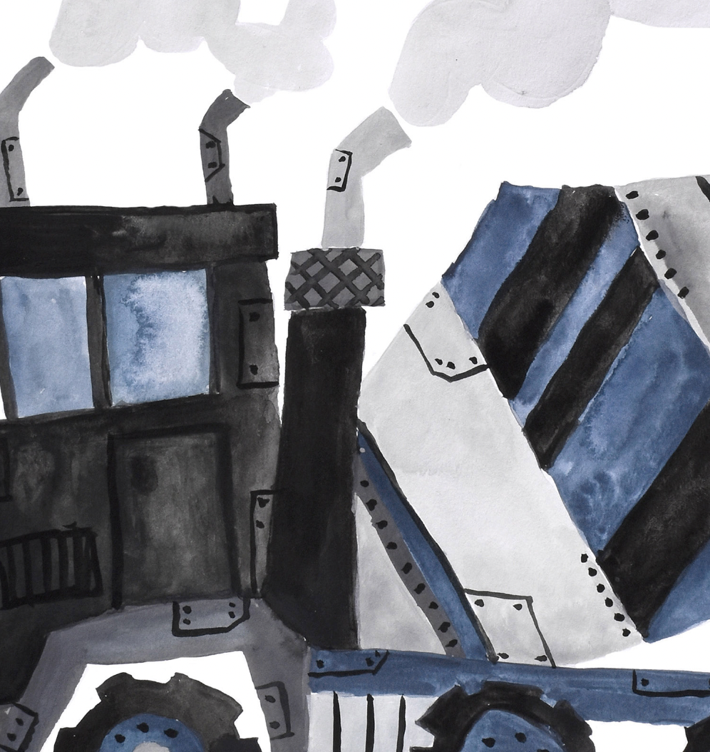 Pip+Phee Blue Construction Truck Art Print - Landscape