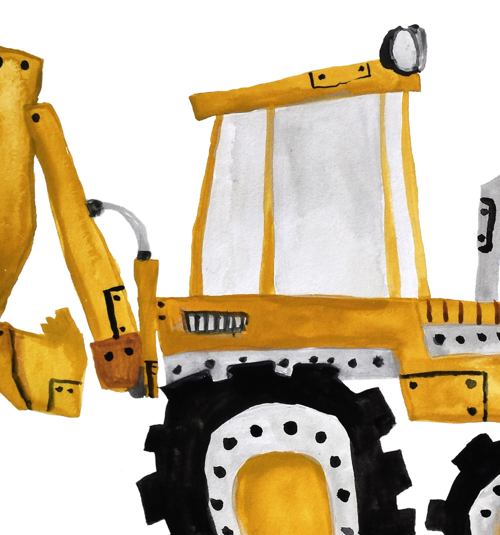 Pip+Phee Yellow Digger Construction Truck Art Print - Landscape