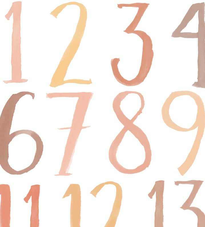 Pip+Phee Watercolour Block Numbers Art Print - Neutral Sand