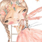 Pip+Phee Peach Princess Moon Ladder Art Print